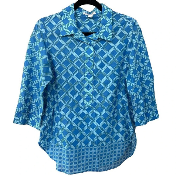 Coldwater Creek Women's Blue Lightweight Vacation 100% COTTON Tunic Size 6-8 - Picture 1 of 6